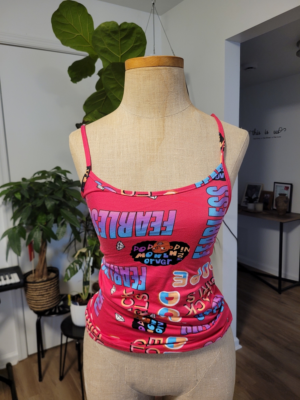 New! Women’s Pink Graphic "Fearless" Cami
